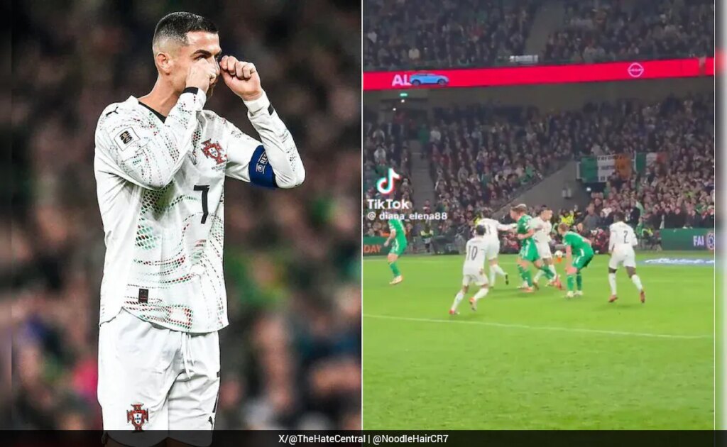 Cristiano Ronaldo Elbows Ireland Player, Sent Off. Likely To Face Ban At World Cup. Video